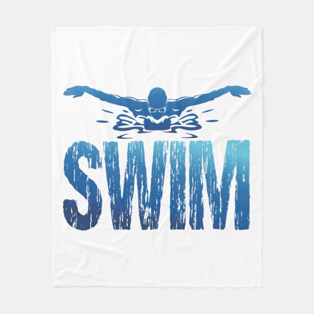 Swim - Vintage Swimmer Fleece Blanket (Front)