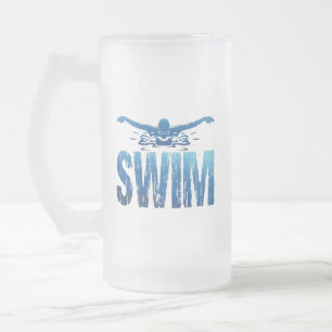 Swim - Vintage Swimmer Frosted Glass Beer Mug