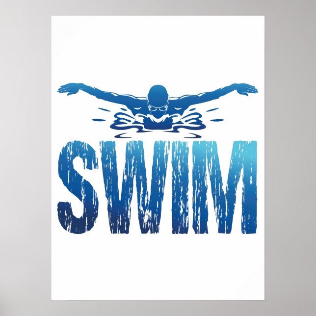 Swim - Vintage Swimmer Poster (Front)