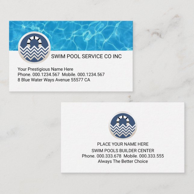 Swim Water Surface Pools Guard Business Card (Front/Back)