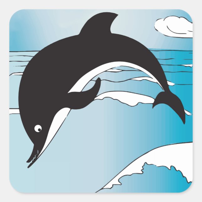 Swim With Dolphins Square Sticker (Front)