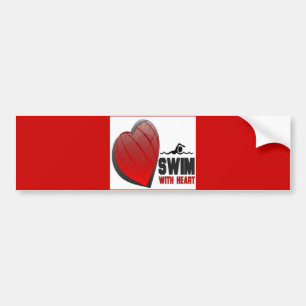 SWIM WITH HEART BUMPER STICKER