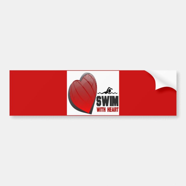 SWIM WITH HEART BUMPER STICKER (Front)