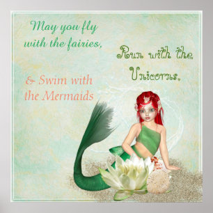 Swim with the Mermaid Pretty Poster