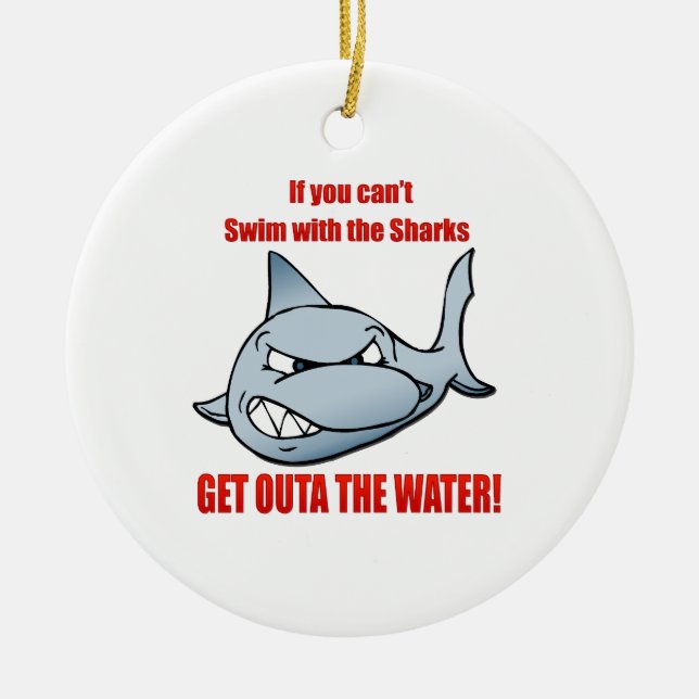 Swim with the Sharks Ceramic Tree Decoration (Front)