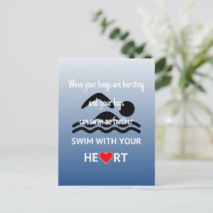 Swim with your heart inspirational postcard