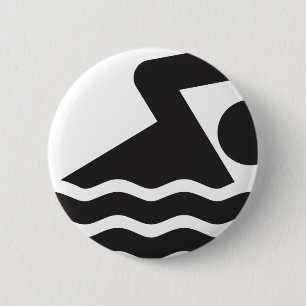 Swimmer 6 Cm Round Badge