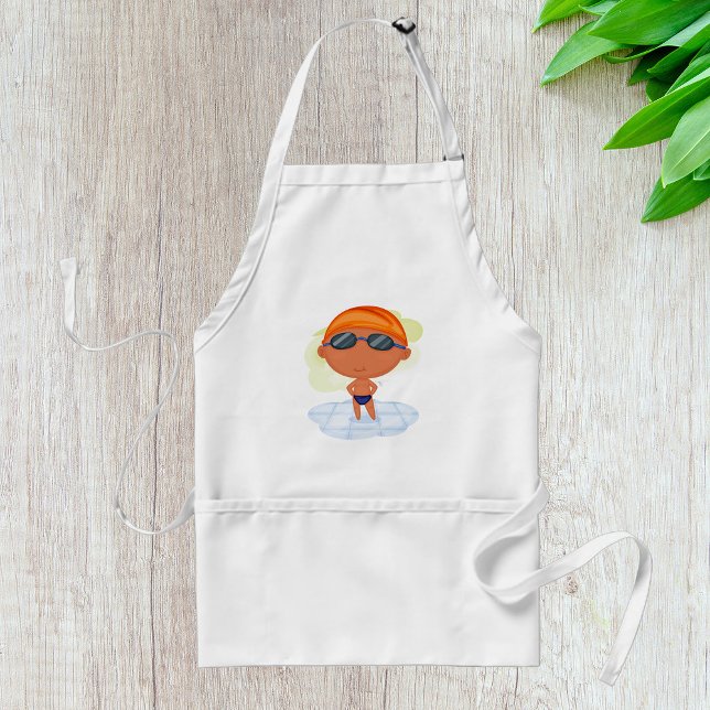 Swimmer Boy in Goggles and Swim Cap Standard Apron (Creator Uploaded)