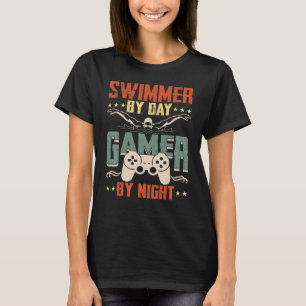 Swimmer By Day Gamer By Night Swim Team Swimming S T-Shirt