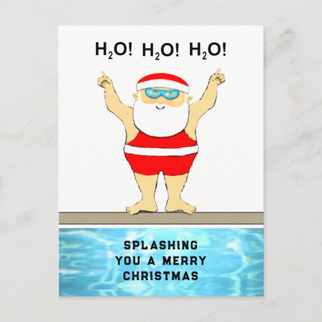 Swimmer Christmas Holiday Postcard (Front)