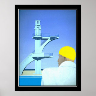 Swimmer Diver Vintage poster