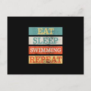 Swimmer Eat Sleep Swimming Repeat Funny Announcement Postcard