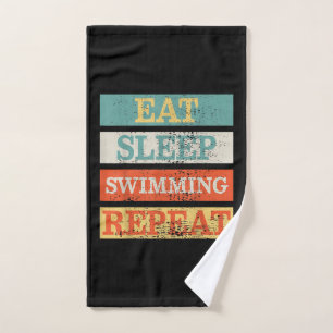 Swimmer Eat Sleep Swimming Repeat Funny Hand Towel