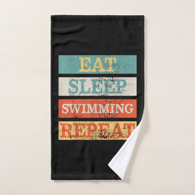 Swimmer Eat Sleep Swimming Repeat Funny Hand Towel (Hand Towel)