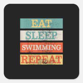 Swimmer Eat Sleep Swimming Repeat Funny Square Sticker