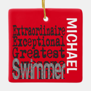 Swimmer Extraordinaire CUSTOM Ceramic Ornament
