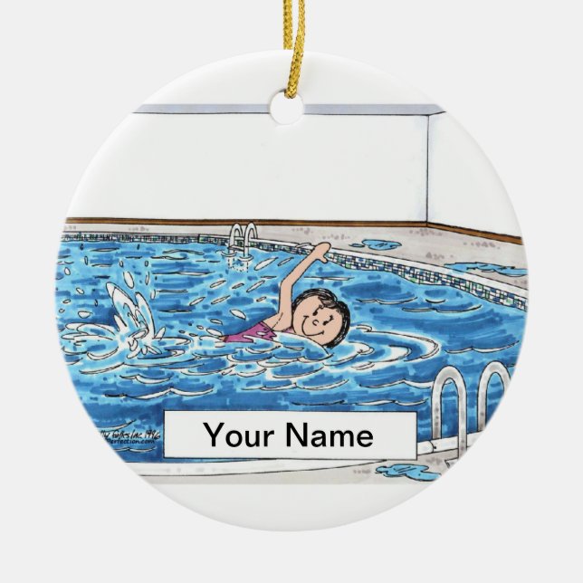 Swimmer - Female Ceramic Tree Decoration (Front)
