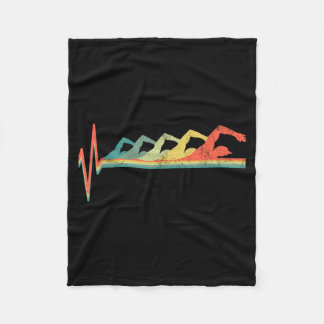 Swimmer Heartbeat Retro Gift Fleece Blanket