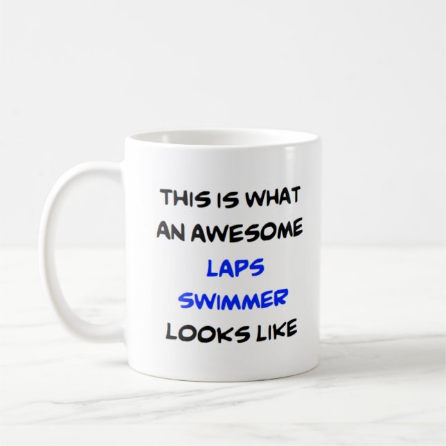 swimmer laps, awesome coffee mug (Left)