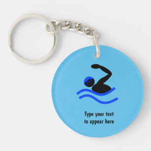 Swimmer logo - Swimming in googles - your text Key Ring