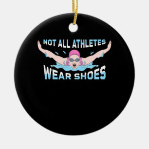 Swimmer Not All Athletes Wear Shoes Ceramic Tree Decoration