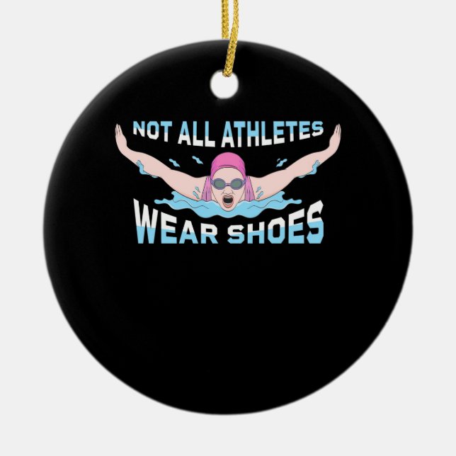 Swimmer Not All Athletes Wear Shoes Ceramic Tree Decoration (Front)