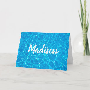 Swimmer or Swim Coach Cool Blue Pool Water Custom Card