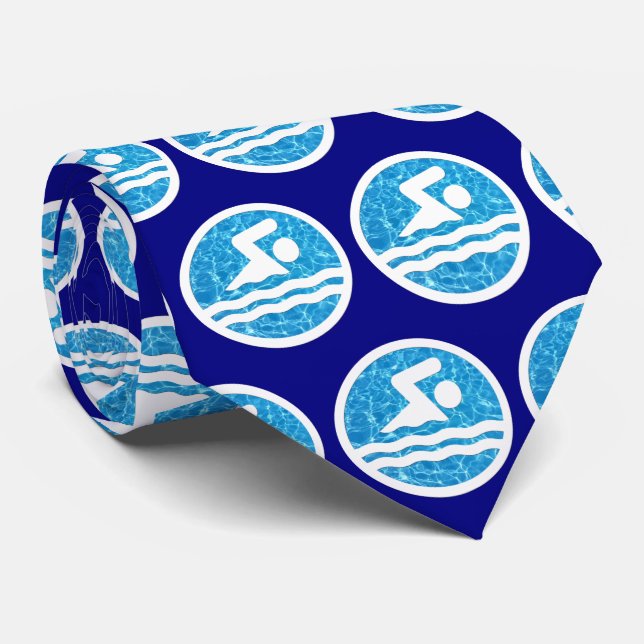 Swimmer or Swimming & Diving Coaches Swim Icon Tie (Rolled)