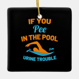Swimmer Pee In The Pool Ceramic Ornament