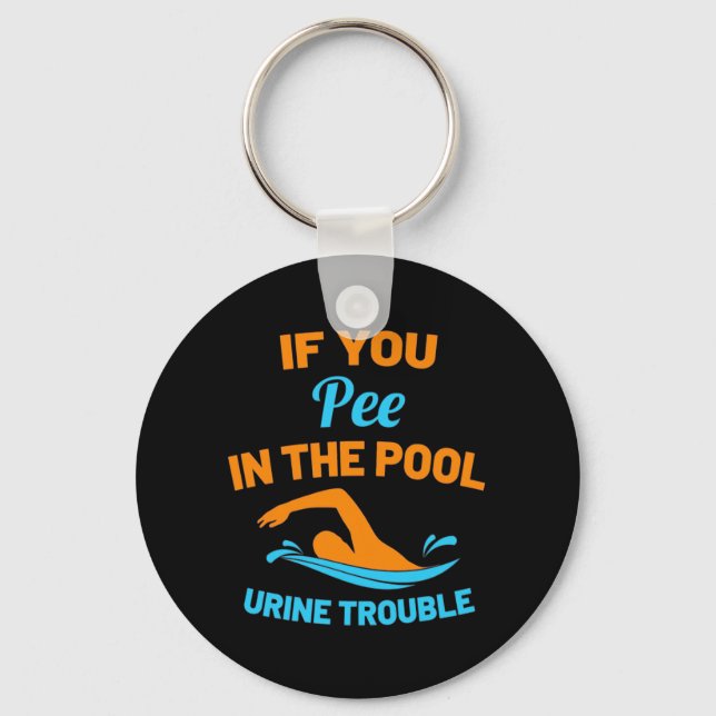 Swimmer Pee In The Pool Key Ring (Front)