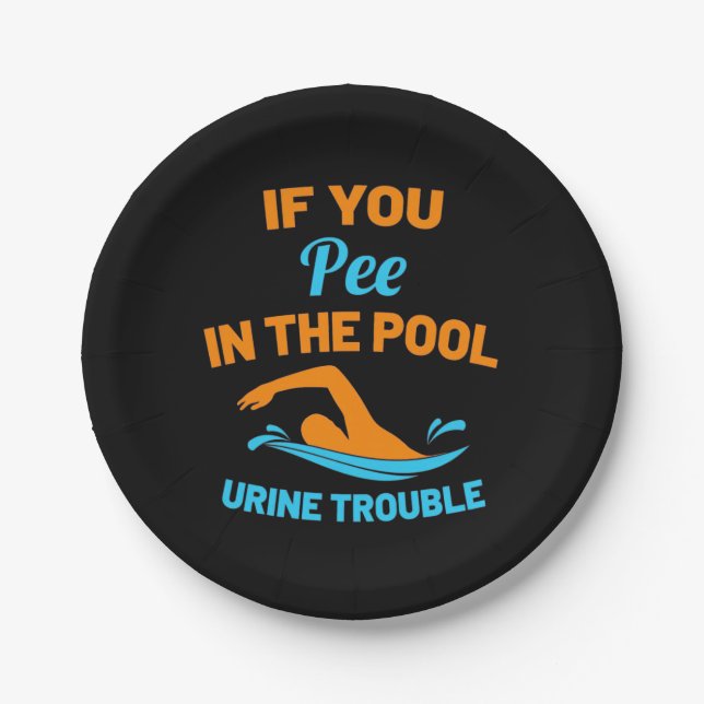 Swimmer Pee In The Pool Paper Plate (Front)