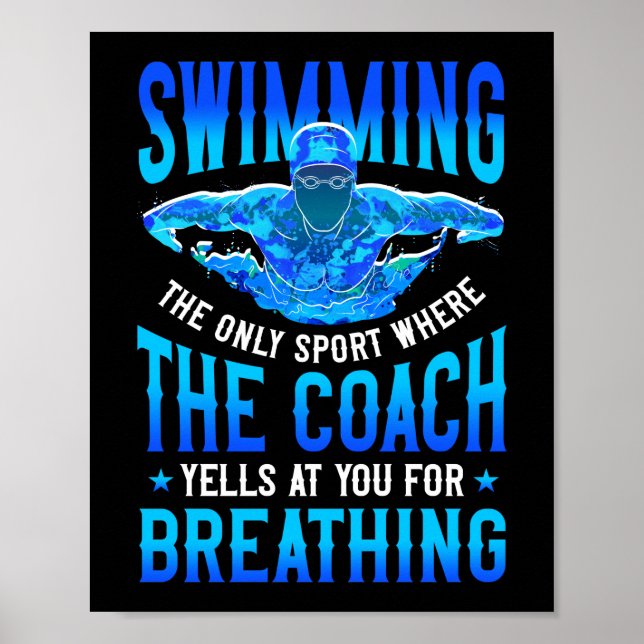 Swimmer Swim Breathing Butterfly Swimming Coach Poster (Front)
