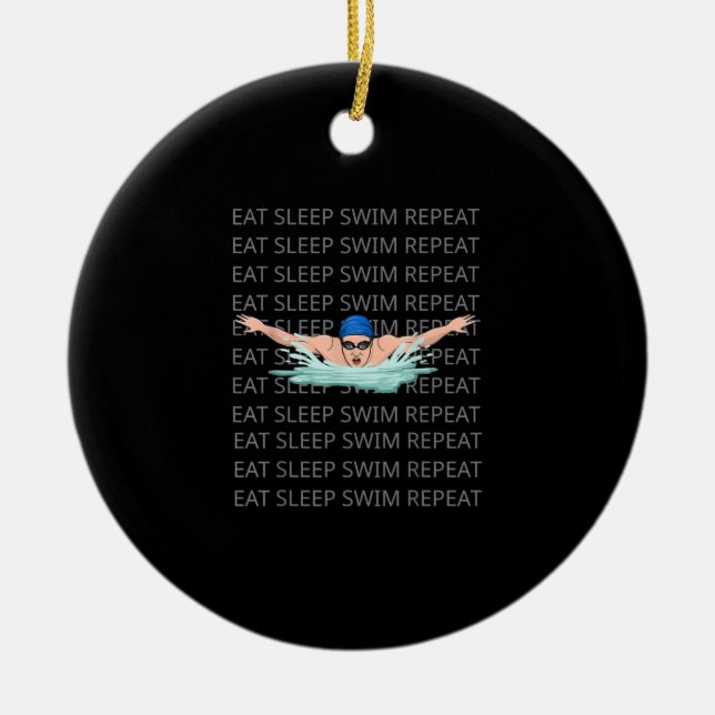 Swimmer Swim Love Funny Swimming Boy Sport Ceramic Tree Decoration (Front)