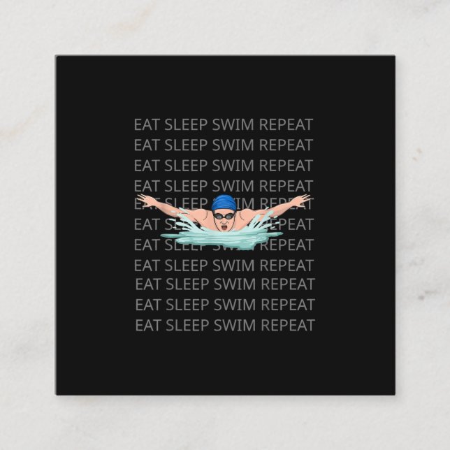 Swimmer Swim Love Funny Swimming Boy Sport Square Business Card (Front)