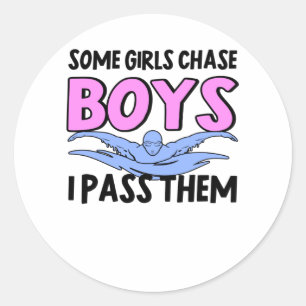 Swimmer Swimming Instructor Girlfriend Swimming Classic Round Sticker