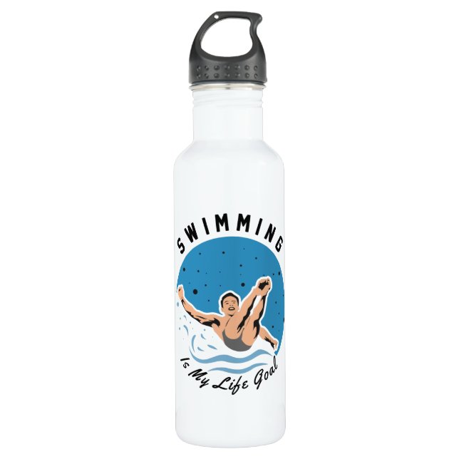 swimmer - Swimming is My Life Goal 710 Ml Water Bottle (Front)