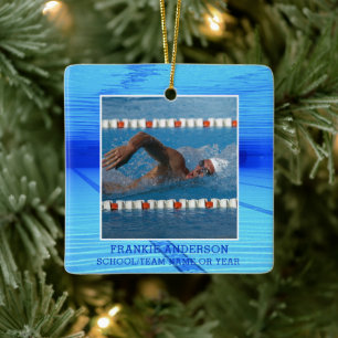 Swimmer Swimming Photo Personalised Ceramic Ornament