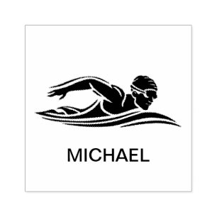  Swimmer Swimming Pool Water Custom  Rubber Stamp