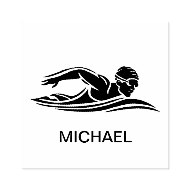  Swimmer Swimming Pool Water Custom  Rubber Stamp (Imprint)