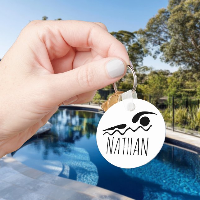 Swimmer Swimming Swim Personalised Pool Key Name  Key Ring (Creator Uploaded)