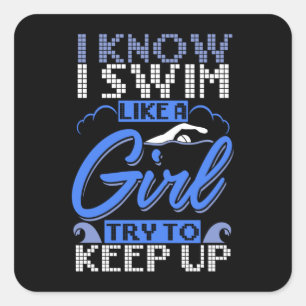 Swimmer Swimming Swim Sport Gift  Square Sticker