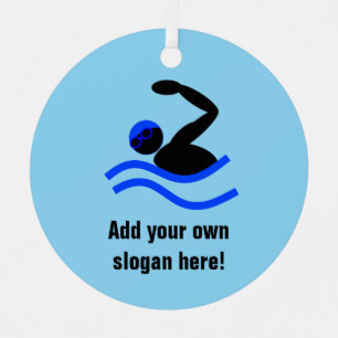 Swimmer Themed guy in water with your text Metal Tree Decoration