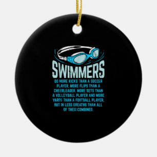 Swimmers Do More Kicks I Funny Gift Swimming Lover Ceramic Tree Decoration