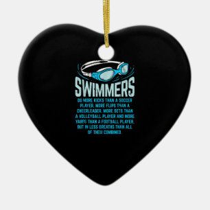 Swimmers Do More Kicks I Funny Gift Swimming Lover Ceramic Tree Decoration