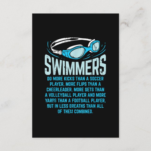 Swimmers Do More Kicks I Funny Gift Swimming Lover Enclosure Card (Front)