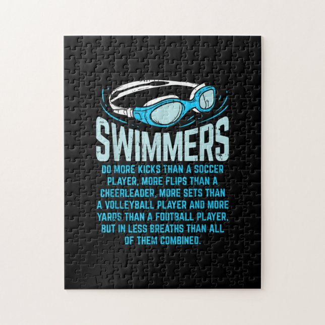 Swimmers Do More Kicks I Funny Gift Swimming Lover Jigsaw Puzzle (Vertical)
