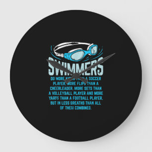 Swimmers Do More Kicks I Funny Gift Swimming Lover Large Clock