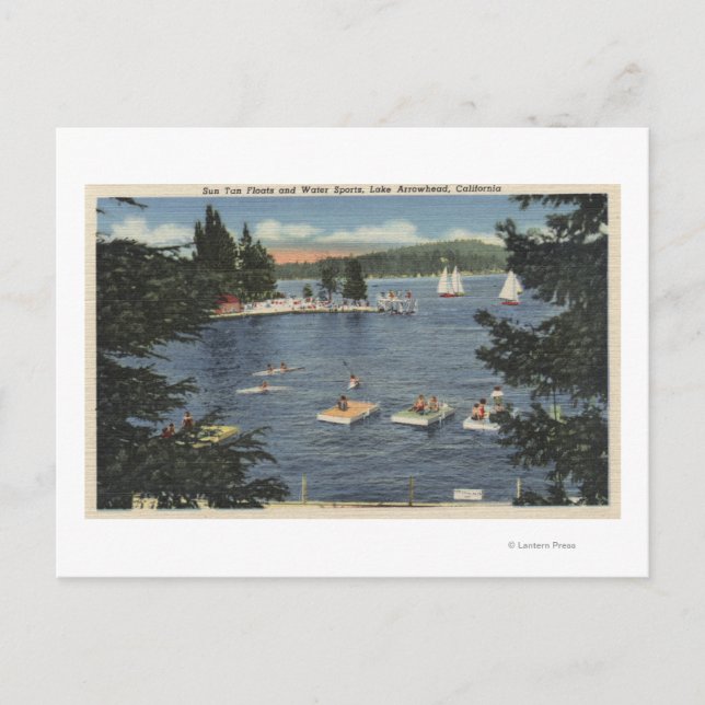 Swimmers Enjoying Floats & Sports Postcard (Front)