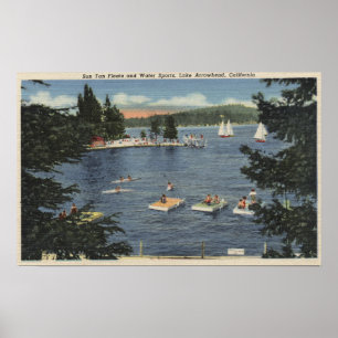 Swimmers Enjoying Floats & Sports Poster
