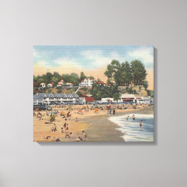 Swimmers & Sunbathers on the Beach Canvas Print (Front)